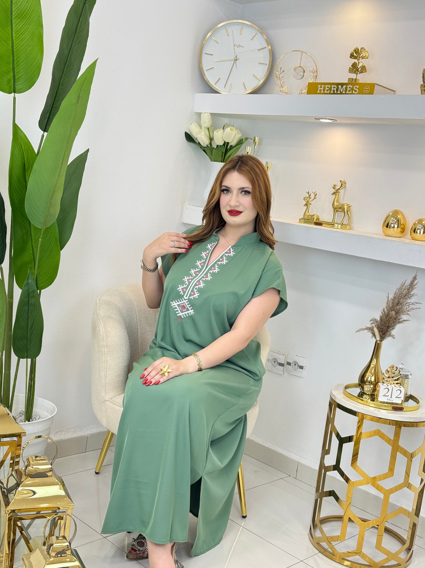 Robe Berbère Chic et Moderne en Vert